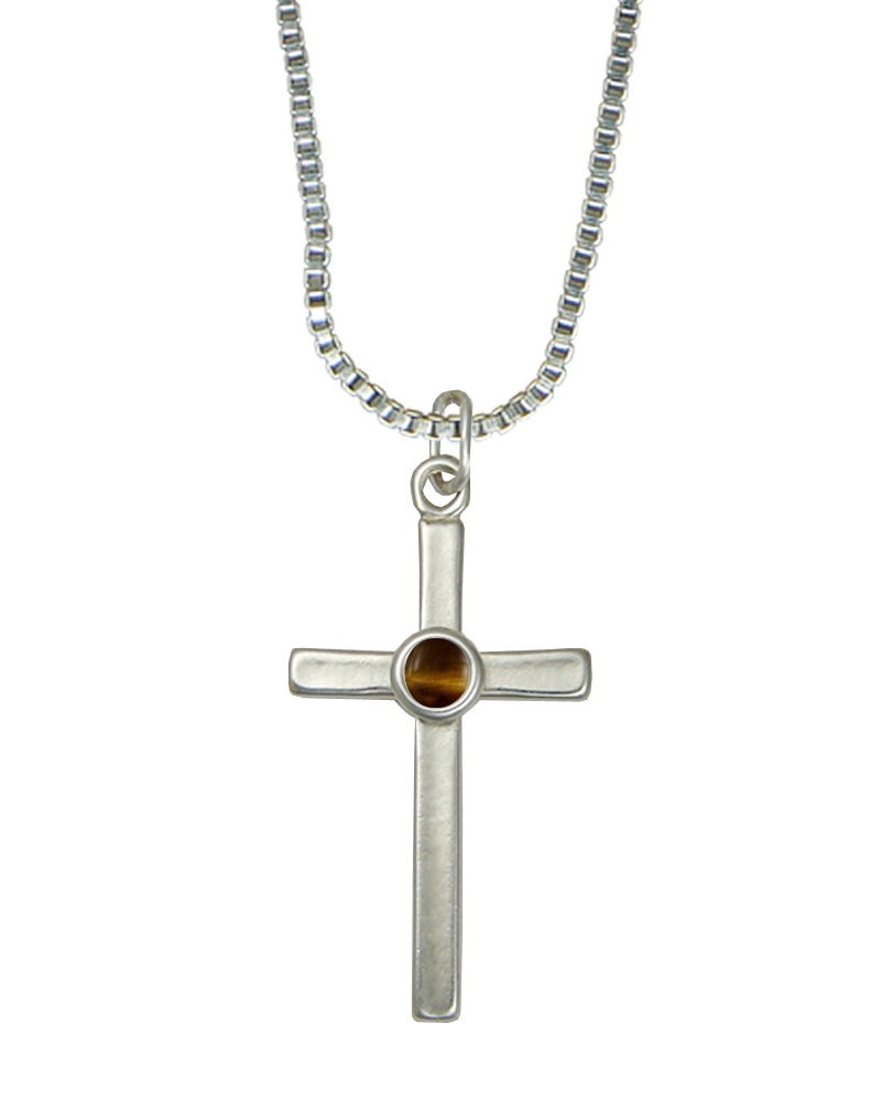 Sterling Silver Cross Pendant With Tiger